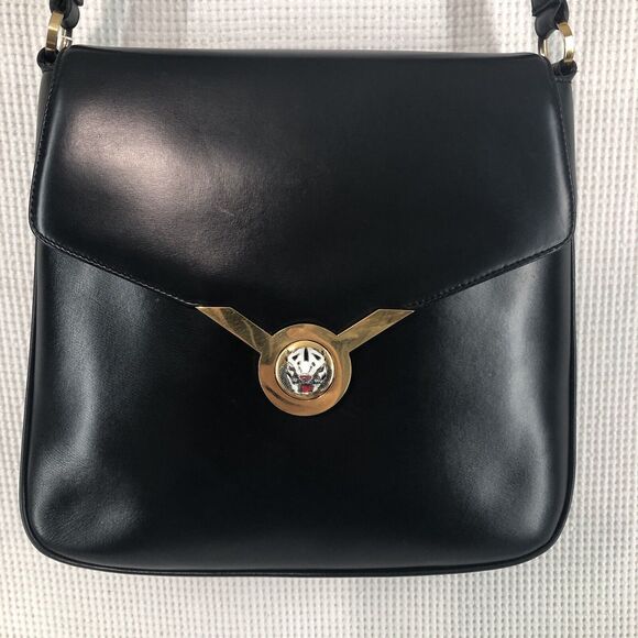 Auth Gucci Patent Leather Black Lion Turn Lock Shoulder Bag 53637 - Picture 1 of 16